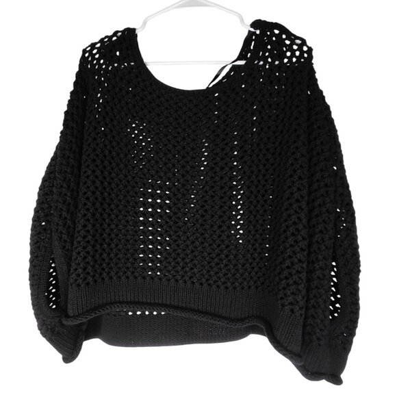 Torrid Womens Black Open-Knit Sweater 3/4 Sleeve Size 3/4 - Picture 1 of 6